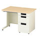 プラス スチールOAデスク フラットライン 片袖机 天板：メープル/脚：ホワイト 幅1000×奥行700×高さ700ｍｍ 1台（2梱包）オフィスデスク