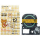 キングジム　テプラ　PROテープ　リラックマ　12mm　たまご(チェック黄色)ラベル（黒文字）　1個　SGR12EY