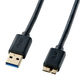 USBケーブル　USB-A（オス）USB3.0MicroB　1m　USB3.2（ Gen1）　KU30-AMC10BK　サンワサプライ　1本