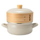 富士ホーロー ホーロー鍋 18cm IH ガス火対応 せいろ付き グレージュ SERー18W.GG 1個