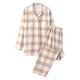 無印良品 レディース 婦人 脇に縫い目のない フランネル長袖パジャマ 婦人Ｓ ピンクチェック 良品計画