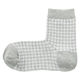 無印良品 レディース 婦人 足なり直角 履き口やわらか ギンガムチェック柄ショート丈靴下 口ゴムなし ２３～２５ｃｍ グレー柄