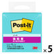 スリーエム(3M) ポストイット ふせん 付箋 強粘着 ノート 75mm×75mm アクアスプラッシュ 654SS-AQ 1セット（1冊×5）
