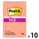 スリーエム(3M) ポストイット ふせん 付箋 強粘着 ノート 75mm×25mm パパイヤフィズ 500SS-FZ 1パック（2冊入）×10
