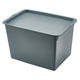 【収納バケツ】 ユメミグサ フタ付き 収納ボックス グレー(灰)L PD-74-3H 1個