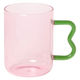 うねうねハンドルガラスマグカップ ピンク LAKOLE/ラコレ
