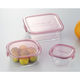 耐熱ガラス 保存容器 ピンク 角型 3点セット パック&レンジ PSC-PRN3P1 iwaki（イワキ）