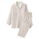 無印良品 レディース 婦人 脇に縫い目のない 二重ガーゼ長袖パジャマ 婦人Ｍ サンドベージュストライプ 良品計画
