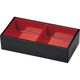 福井クラフト 珍味箱 黒内朱 ニツ仕切 A 1セット（3入）（直送品）