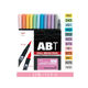 水性マーカー　ABT（エービーティー）　デュアルブラッシュペン（筆ペン+細字）12色セット　パステル　AB-T12CPA　1個　トンボ鉛筆