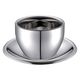 カンダ メタル丼 ラテカップ&ソーサーセット ステンレスミラー磨き仕様 387739 1セット(カップ・ソーサー各1個)（直送品）