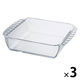 HARIO (ハリオ) 耐熱ガラス製 スクエア皿 1300ml HKOZ-130-BK 1セット(3個)