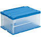 【折りたたみコンテナ】 三甲 ペタンコC-75B ブルー/透明 1個（わけあり品）