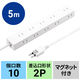 延長コード 電源タップ 5m 2P（ピン） 10個口 マグネット ホワイト TAP-2210-5W サンワサプライ 1個
