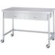 シンコー ステンレス作業台片面引出付三方枠キャスター付 WDTC-12090-800-SU100 1台 324-4311（直送品）