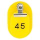 共栄プラスチック 親子番号札 小判型 1~50番(大小2枚1組) 目玉クリップ付き イエロー CT-1-1-Y 1個