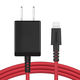 オウルテック 断線に強いLightningケーブル 一体型AC充電器 2.5m ブラックレッド OWL-ACJKLT25-2BKRE 1個