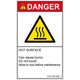 PL警告表示ラベル(ISO準拠)│熱的な危険:表面高温│IC0114813│危険│Sサイズ│英語(タテ)│16枚 IC0114813SE-1（直送品）