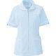 KAZEN レディスジャケット半袖 （ナースジャケット） 医療白衣 サックスブルー（水色）×ホワイト L 101-21（直送品）