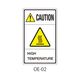 セフティデンキ OEシリーズ 注意ラベル 英文 高温注意 OE-02 1式(25枚) 63-5607-17（直送品）