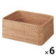 無印良品 重なるラタン長方形バスケット 中 （Ｖ）約幅３６×奥行２６×高さ１６ｃｍ 1セット（1個×6） 良品計画