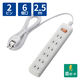延長コード 電源タップ コンセント 2.5m 2ピン 6個口 一括スイッチ 雷ガード 白 T-K3A-2625WH エレコム 1個