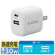 USB充電器 PD 30W USB-C×1 USB-A×1 スマホ タブレット充電 白 MPA-ACCP30WH エレコム 1個