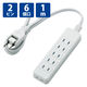 延長コード 電源タップ コンセント 1m 2ピン 6個口 ほこりシャッター 白 T-ST02N-2610WH エレコム 1個