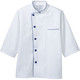住商モンブラン MONTBLANC（モンブラン） コックコート兼用7分袖 白/ブルー袖ネット S 6-511 1枚（直送品）