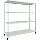 TRUSCO フェニックスラック 1800X600 4段 U車輪付 W色 抗菌粉体塗装 PER-6664-U125-W 1台(1個)（直送品）