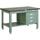 TRUSCO 中荷重作業台(1200kg)HW型 1200X750XH740 3段引出付 グリーン色 緑 RHW-1200D3 GN 1台（直送品）