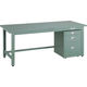 TRUSCO 中荷重作業台(800kg)GW型 1500X750XH740 3段キャビネット付 グリーン色 GWS-1575UDC111（直送品）