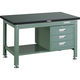 TRUSCO 中荷重作業台(2000kg)DW型 1200X750XH740 3段引出付 グリーン色 RDW-1200D3 1台（直送品）