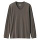 【メンズ】無印良品 紳士 あったか綿 厚手 Vネック長袖Tシャツ 紳士L カーキ 良品計画