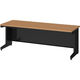 プラス スチールOAデスク フラットライン＋(プラス) 平机 引出付 ミディアムウッド天板/ブラック脚 幅2000×奥行700×高さ720ｍｍ 1台(4梱包)