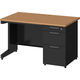 プラス スチールOAデスク フラットライン＋(プラス) 片袖机 ミディアムウッド天板/ブラック脚 幅1200×奥行700×高さ720ｍｍ 1台(2梱包)
