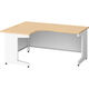 プラス スチールOAデスク フラットライン＋(プラス) L型デスク左 メープル天板/ホワイト脚 幅1600×高さ720ｍｍ 1台(3梱包)（取寄品）