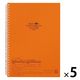 リヒトラブ AQUA DROPs ツイストノート セミB5 リーフ30枚 N1608-4橙 1セット（1冊×5）