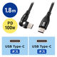 USB Type-Cケーブル 1.8m コネクタ540°回転 PD100W 1本 サンワサプライ