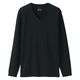 【メンズ】無印良品 紳士 あったか綿 ウールVネック長袖Tシャツ 紳士L 黒 良品計画