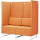 藤沢工業 FRENZ LDPシリーズ ラウンジソファ 2人掛 幅1270mm オレンジ LDP-C2-WH 1台（取寄品）