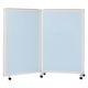 マツヨシキャスター付スクリーン(2連) W1800×D430×H1500mm　スカイブルー MY-N3584 1台 松吉医科器械（直送品）