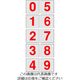 TRUSCO 数字ステッカー 100×100 「0~9」連番 透明地/赤文字 1枚入 TSN-100-10-TMR 1組(1枚)（直送品）