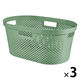 CURVER Infinity（インフィニティ） ランドリーバスケット 40L グリーン 1セット（3個）