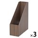 YAMAZEN 木目調 ファイルボックス 紙製 A4 タテ 取っ手付き 収納幅100mm NPF-1031(BR) 1セット(1個×3)