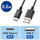 サンワサプライ  USB 2.0 Type-Cケーブル（C-A・0.5m・ブラック） KU-CA05BK（直送品）