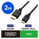HDMIケーブル mini (タイプA - タイプC) 2m スリム ブラック ECDH-HD14EMS20B エレコム 1個