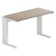 【軒先渡し】LASHデスク ティーレッグハーフ 幅1200×奥行600×高さ720mm オーク天板/ホワイト脚 1台（直送品）