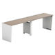 【軒先渡し】LASHデスク ベンチハーフレッグ 幅2400×奥行600×高さ720mm オーク天板/ホワイト脚 1台（直送品）