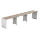 【軒先渡し】LASHデスク ベンチハーフレッグ 幅3600×奥行600×高さ720mm オーク天板/ホワイト脚 1台（直送品）
